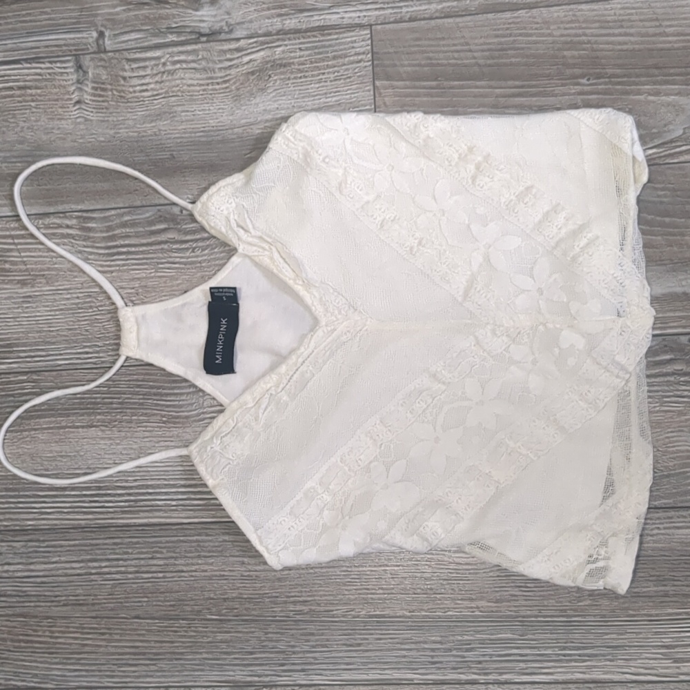 MINKPINK White Cream Lace Tank Top S